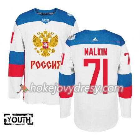 Dětské Hokejový Dres Rusko Evgeni Malkin 71 Světový pohár v ledním hokeji 2016 Bílá Premier